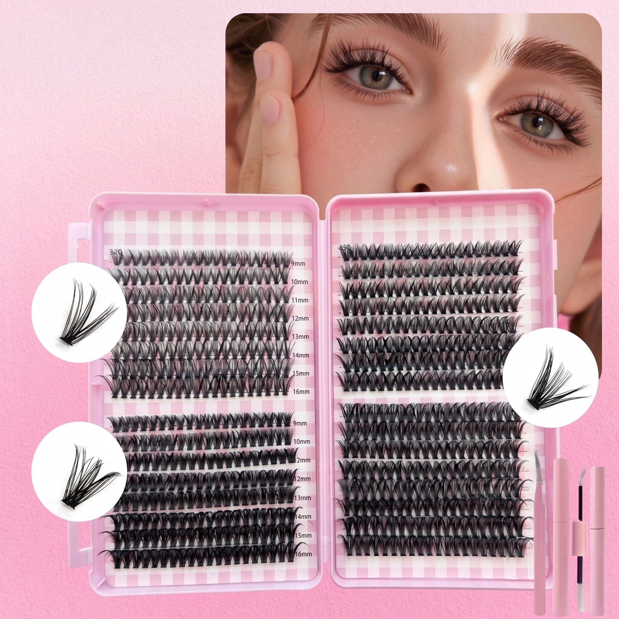 Vortex DIY Lash Clusters Pro™ – 640-Cluster Self-Grafting False Eyelash Book Set | 30D, 40D & 50D Styles