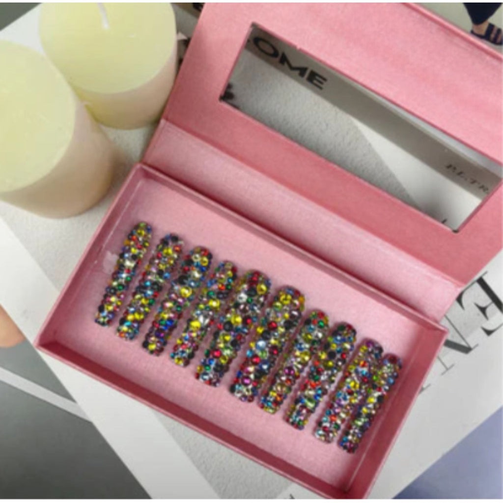 Vortex Baroque Glass Mosaic Press-On Nail Kit™ – Long Reusable PMMA Acrylic Nails | Mosaic Mirage Edition