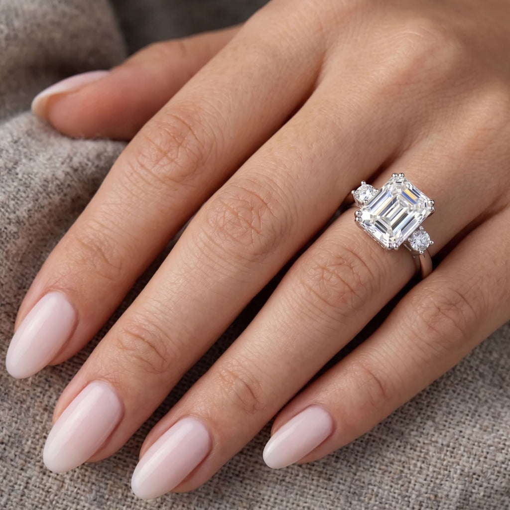 Vortex - Emerald-Cut Moissanite Statement Ring - S925 Silver
